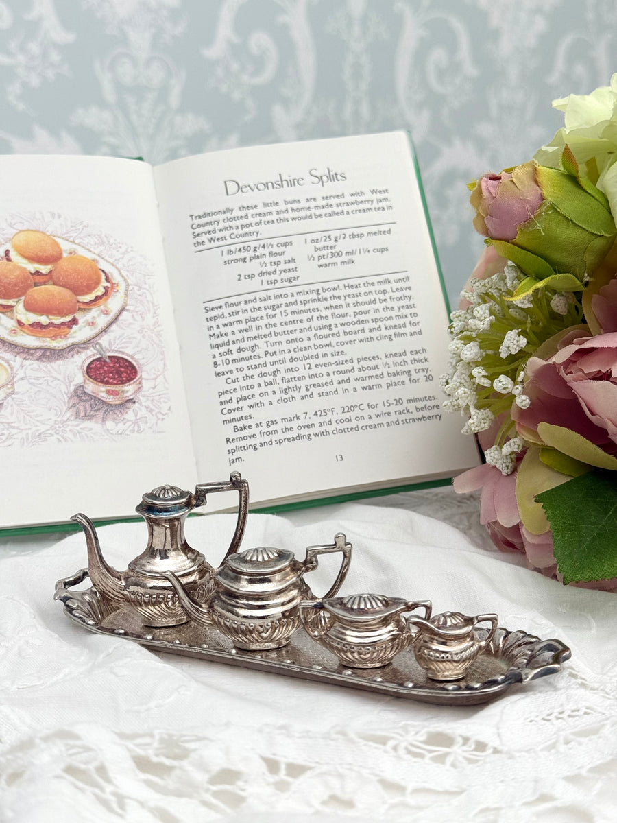 ティーセット】ミニチュア シルバープレート (アイテム4個＋トレイ