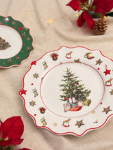 画像をギャラリービューアに読み込む, 【リヴァルノ】クリスマス 絵皿 ツリー 26cmプレート/19.5cmプレート