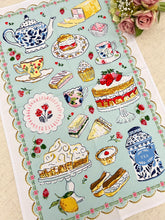 画像をギャラリービューアに読み込む, 【英国菓子イラスト柄】 ティータオル 新品