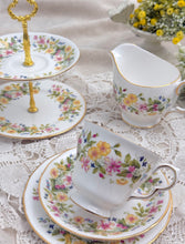 画像をギャラリービューアに読み込む, 【コルクラフ】小花柄 3点セット(カップ1個、ソーサー1枚、小皿1枚) / ミルクジャグ