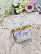 画像をギャラリービューアに読み込む, 【リモージュ】ブルーのリボンの小物入れ