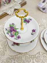 画像をギャラリービューアに読み込む, 10%オフ【すみれ】 2段アフタヌーンティースタンド / 3点セット(カップ1個、ソーサー1枚、小皿1枚)