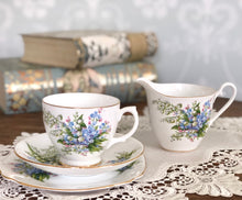 画像をギャラリービューアに読み込む, 【ウィンザー】すずらんx勿忘草 3点セット(カップ1個、ソーサー1枚、小皿1枚) / ミルクジャグ / 21cmケーキプレート