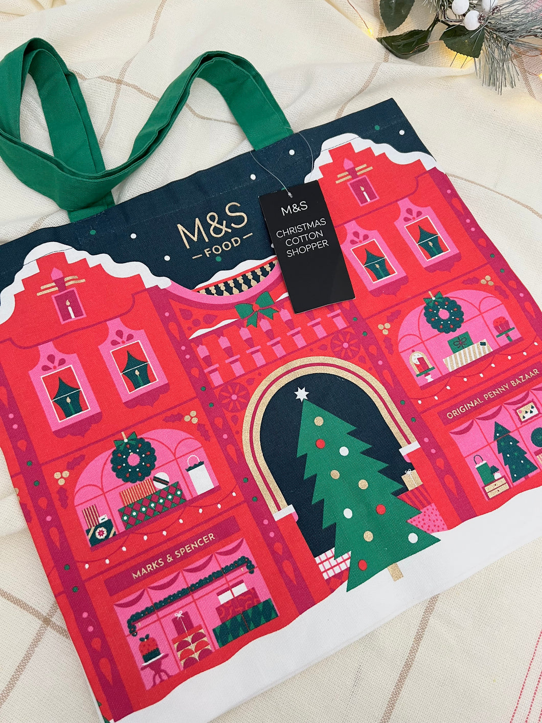 【M&S】新品　クリスマス　限定　コットンエコバッグ