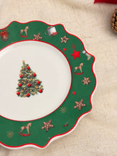 画像をギャラリービューアに読み込む, 【リヴァルノ】クリスマス 絵皿　ツリー  26cmプレート/19.5cmプレート
